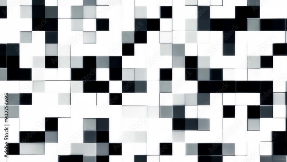 Fototapeta premium Abstract black and white pixelated background