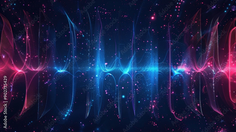 Obraz premium Digital background for tech, AI, data, audio