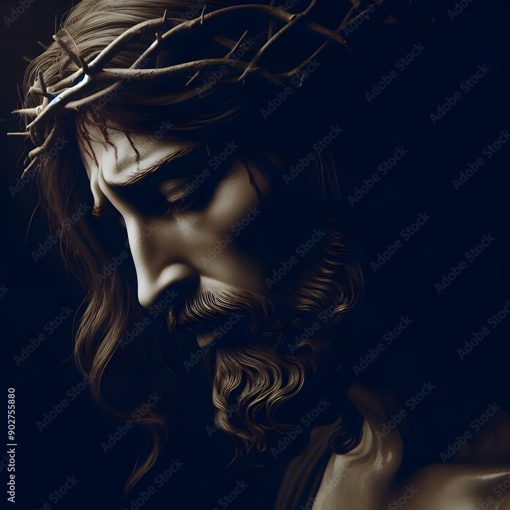 A detailed and realistic image of the face of Jesus, capturing a profound sense of compassion, wisdom, and serenity. The expression on Jesus' face reflects deep empathy and a calm presence, with finel A detailed and realistic image of the face of Jesus, capturing a profound sense of compassion, wisdom, and serenity. The expression on Jesus' face reflects deep empathy and a calm presence, with finel
