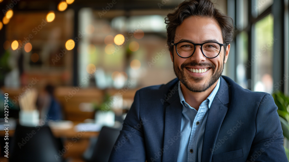 Portrait of a Smiling Businessman in a Cafe Portrait of a Smiling Businessman in a Cafe