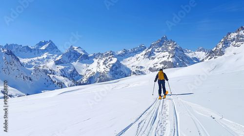Skitourer looking for ideal ski-run 