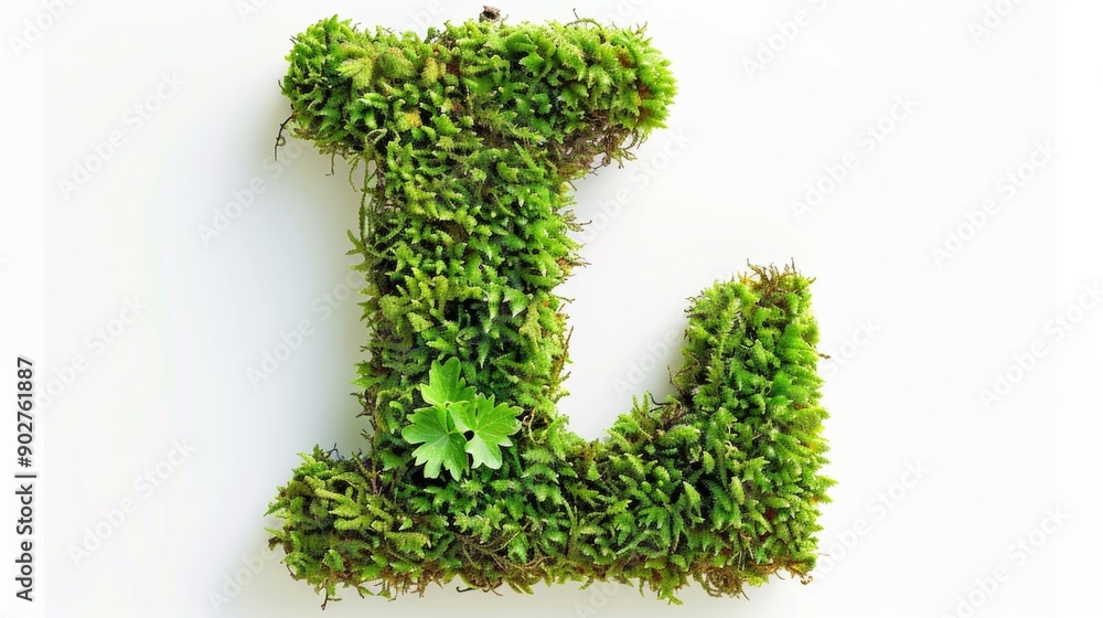 A creative representation of a letter L constructed from moss A creative representation of a letter L constructed from moss