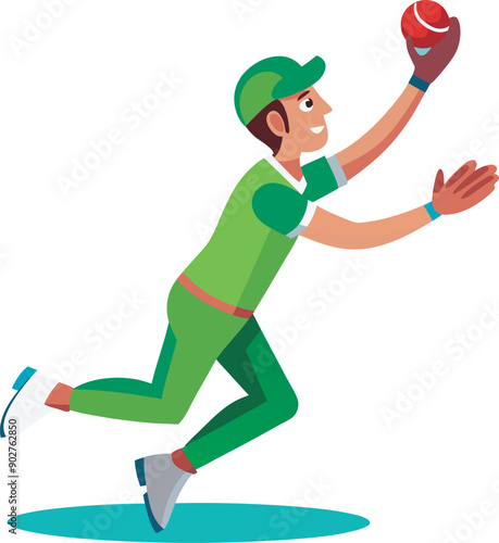cricket fielder fielding flat vector illustration design