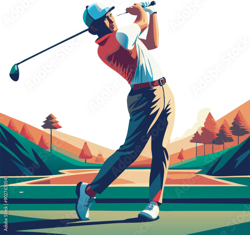 golf player flat vector illustration design