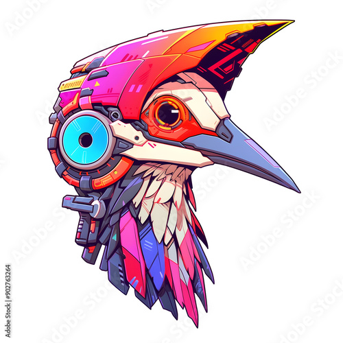 Woodpecker Bird head mechanical cyborg mecha robot illustration photo