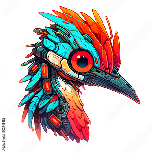 Woodpecker Bird head mechanical cyborg mecha robot illustration photo