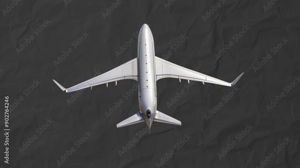 An unmanned civilian aircraft carrying passengers flies. The concept of passenger flights of the future. Stop motion animation on black paper background An unmanned civilian aircraft carrying passengers flies. The concept of passenger flights of the future. Stop motion animation on black paper background