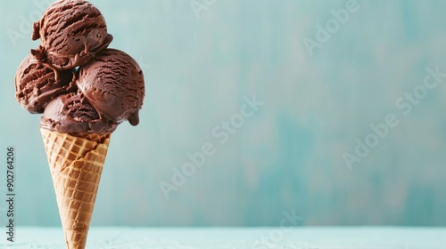 Sweet dessert cone ball of chocolate ice cream