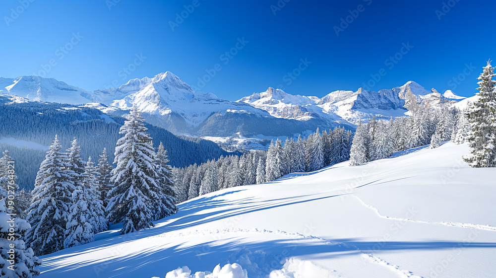 Fototapeta premium Snowy Swiss Mountain Landscape