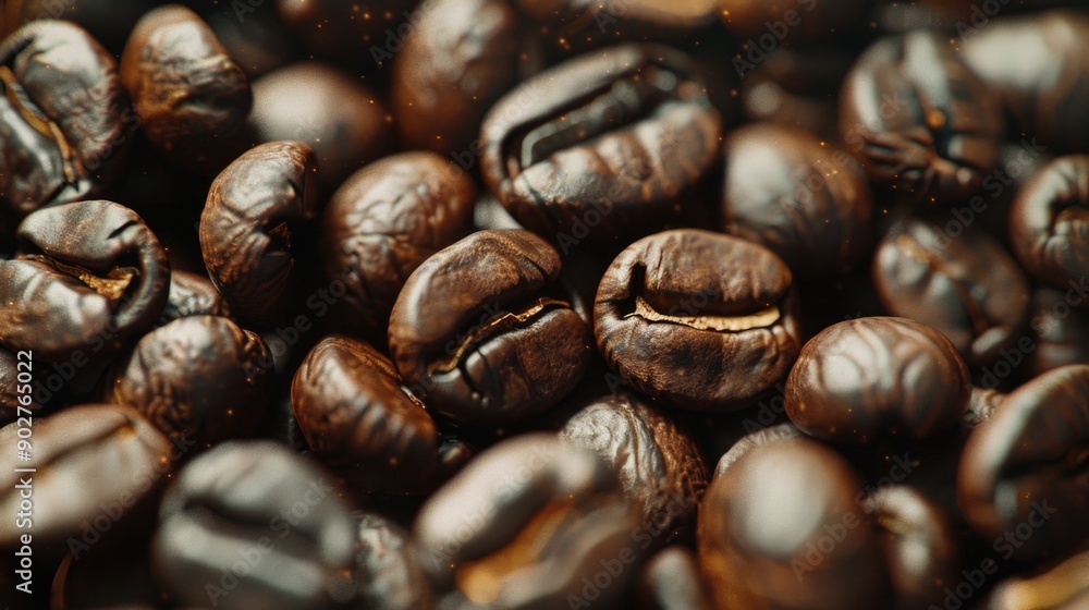 A pile of coffee beans stacked on top of each other, great for adding to your daily grind or as a decorative piece A pile of coffee beans stacked on top of each other, great for adding to your daily grind or as a decorative piece