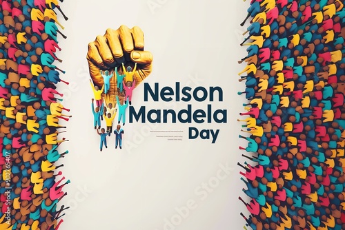 The Nelson Mandela International Day flyer has an iron fist with the tagline and an unoccupied spot in the centre of the design, Generative AI.