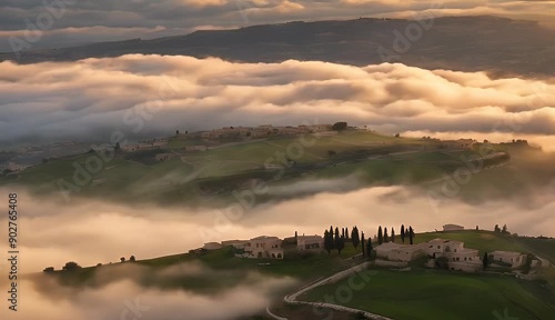 Shouf Aerial sunset el landscape hilltop low view clouds Maaser Lebanon photo