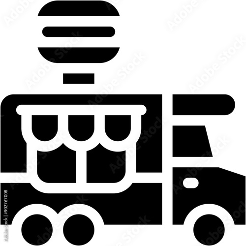 Vector Icon Food Truck, Take Away, Food, Transport, Trucking, Fast Food