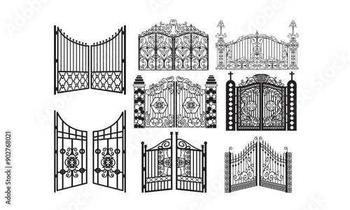  Boundary  gate Vector bundle, Clipart, Silhouette, Vector, icons, illustration, design.