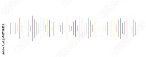 Colorful audio spectrum simulation on white background use for music and computer calculating concept