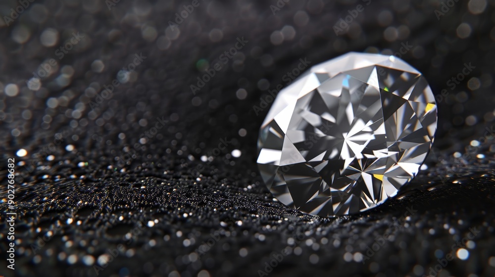 Sparkling Diamond on Black Glitter Background. Sparkling Diamond on Black Glitter Background.