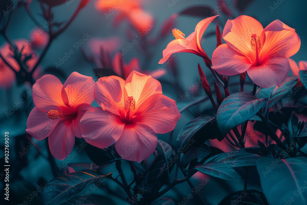 Minimalist aesthetic of bold geometric blocks and intricate flower and leaf designs, highlighted by psychedelic colors and retro forms, Minimalist aesthetic of bold geometric blocks and intricate flower and leaf designs, highlighted by psychedelic colors and retro forms,