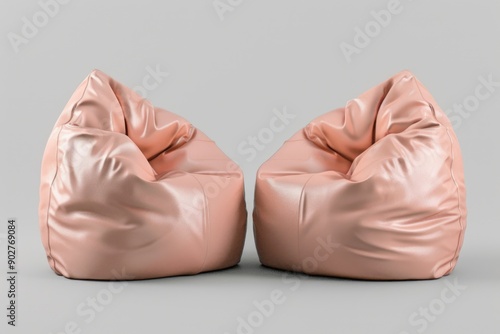 A pair of pink bean bags stacked on top of each other, ideal for decoration or photography props