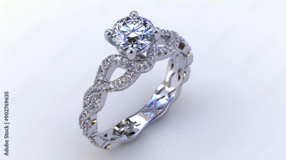 Diamond Engagement Ring with Twisted Band. Diamond Engagement Ring with Twisted Band.