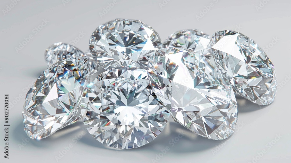 Sparkling Diamonds on Gray Background. Sparkling Diamonds on Gray Background.
