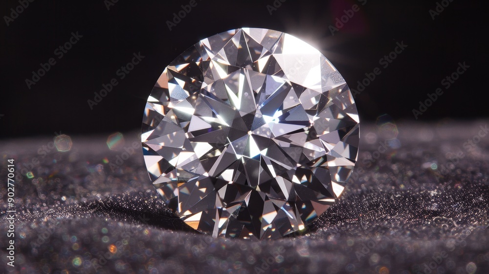 Closeup of a Brilliant Diamond on Black Velvet. Closeup of a Brilliant Diamond on Black Velvet.