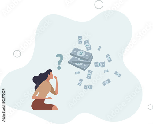 Money question, where to invest, pay off debt or invest to earn profit, financial choice or alternative to make decision concept.flat design.illustration with people.