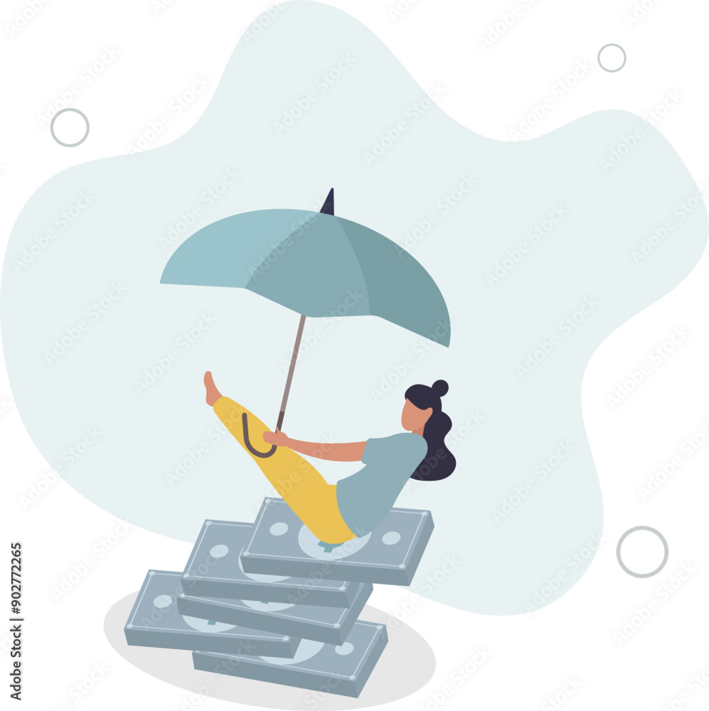 Obraz premium Financial stability, risk or trust, economic challenge, balance or reliability, money management, security or wealth accumulation concept,flat design.illustration with people.