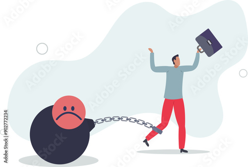 Stressed burden, anxiety or negative thinking, anger or emotional causing problem, mental health or depression, overworked or overwhelmed concept,flat design.illustration with people.