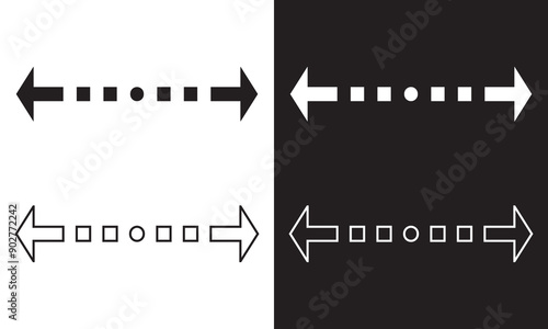 Vector distance icon. Two opposite horizontal arrows Isolated on white and black background. Flat stretch icon. vector illustration. EPS 10