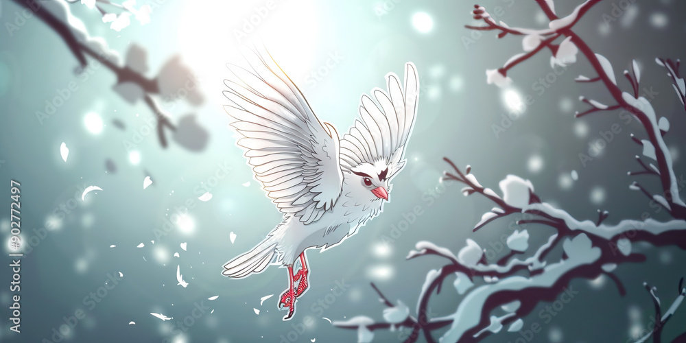 Fototapeta premium The Free-falling Bird: A bird plummeting through the air, its wings spread wide