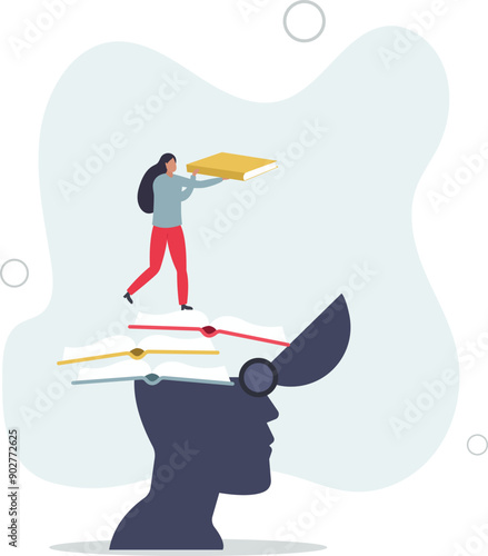 Lifelong learning and literature reading for education.Personal development and experience improvement with never stop learning mindset.flat design.illustration with people.