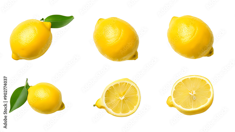 Elegant composition of set of lemons on a white surface isolated on white background Elegant composition of set of lemons on a white surface isolated on white background