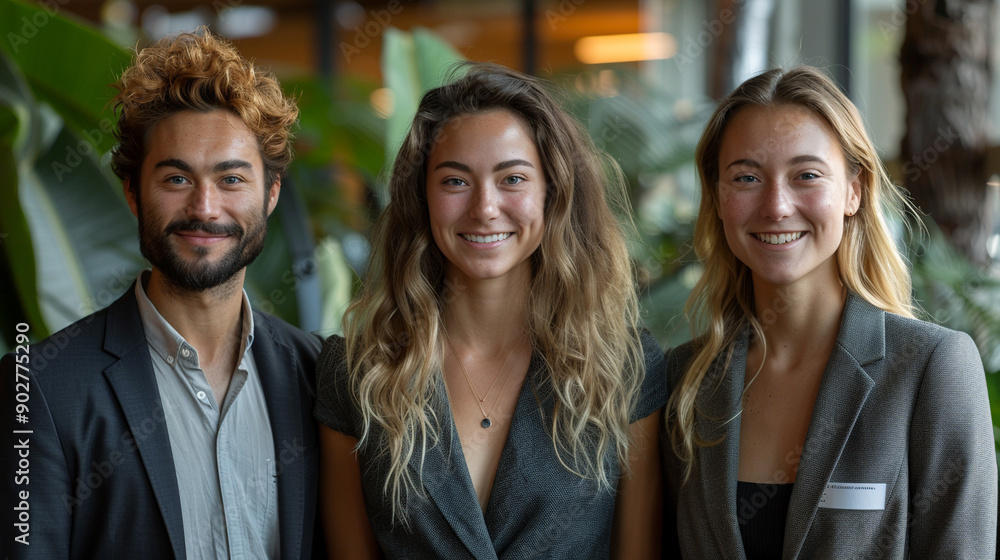 Three people are smiling for the camera Three people are smiling for the camera