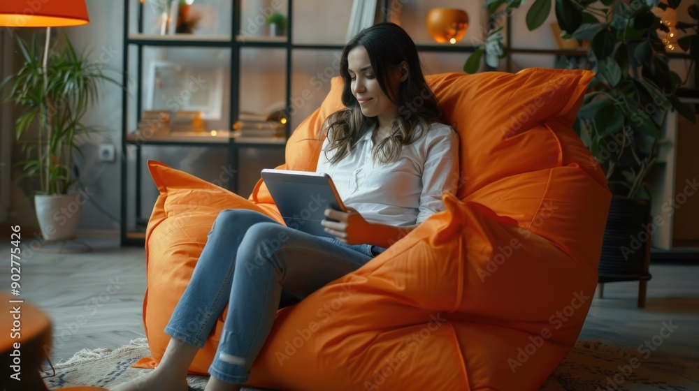 Obraz premium A person relaxing with a good book, ideal for a cozy atmosphere