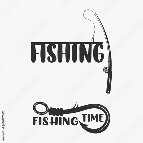  Fishing Typography  Logo Design Vector Art Fishing Logo