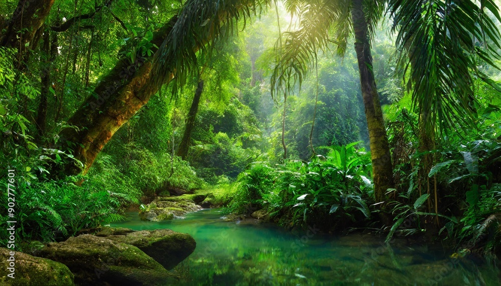 Obraz premium Deep tropical jungles of Southeast Asia in august