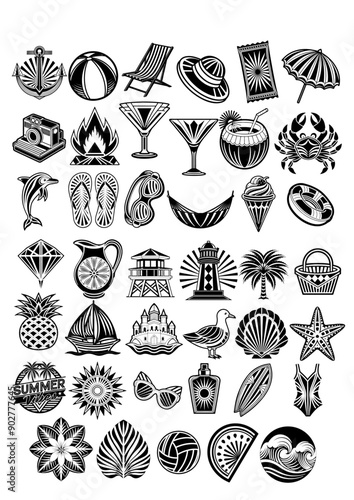 SUMMER VIBES - Modern Art Deco - 41 Vectors