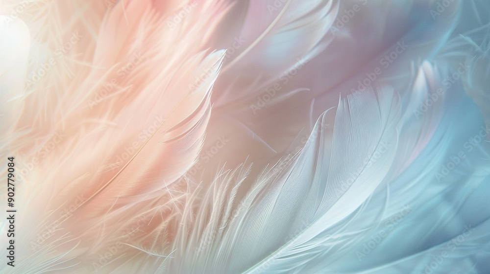 Soft white feathers delicately overlap on a creamy background. soft colorful feathers bright background Soft white feathers delicately overlap on a creamy background. soft colorful feathers bright background