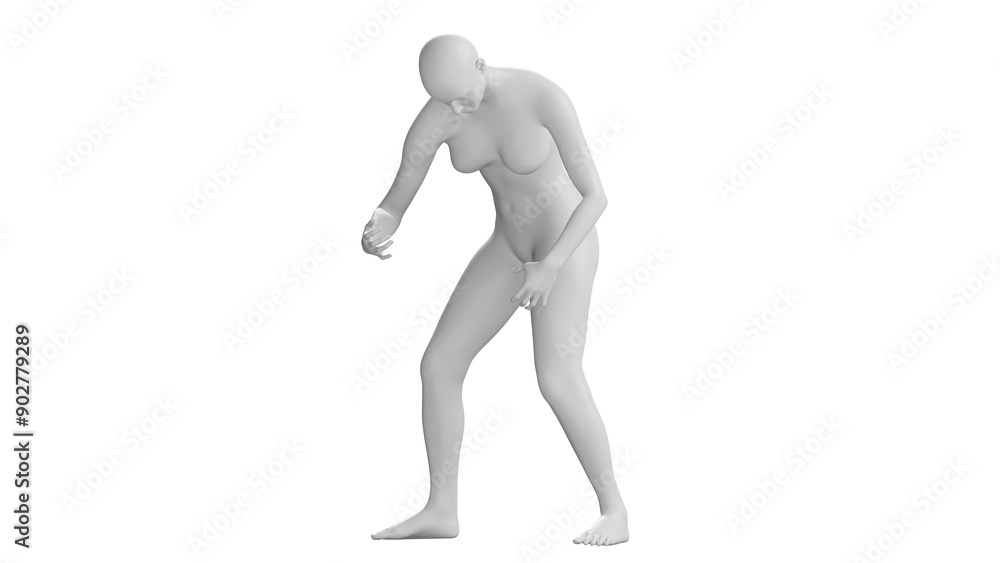 Female Mannequin Leaning Forward and Gesturing Isolated on Transparent Background. Front View Female Mannequin Leaning Forward and Gesturing Isolated on Transparent Background. Front View