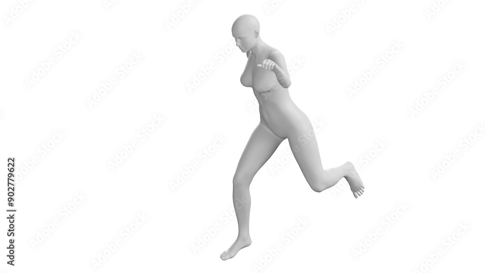 Female Mannequin Running Isolated on Transparent Background. Side View Female Mannequin Running Isolated on Transparent Background. Side View
