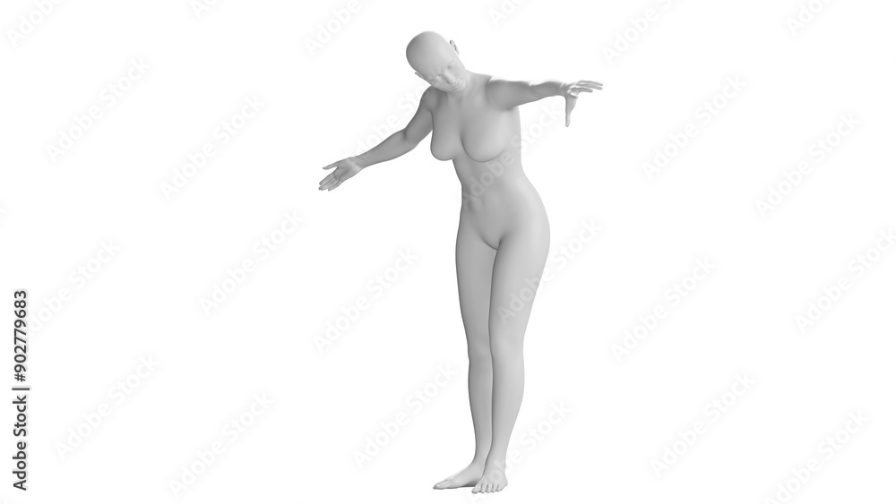 Female Mannequin in Leaning Pose Isolated on Black Background. Front View Female Mannequin in Leaning Pose Isolated on Black Background. Front View