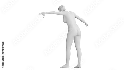 Female Mannequin in Leaning Pose Isolated on Black Background. Side View