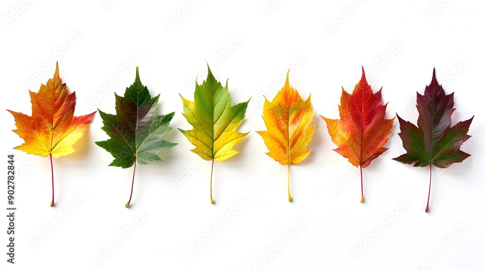 Vibrant Autumn Maple Leaves in Varied Colors Captured on Nature Background Vibrant Autumn Maple Leaves in Varied Colors Captured on Nature Background