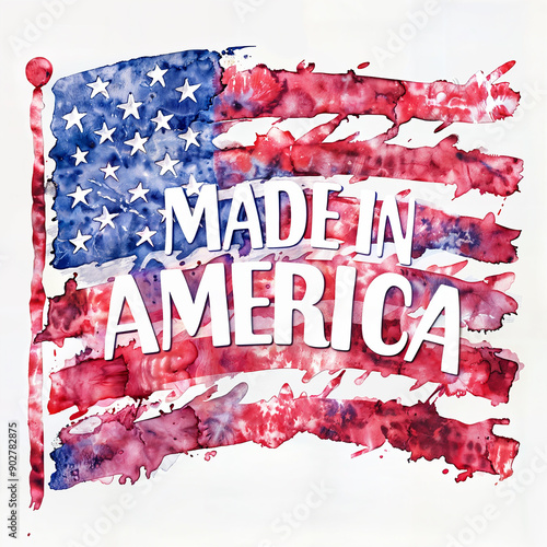 Wallpaper Mural clipart MADE IN AMERICA text on usa flag watercolor  illustration on white background  Torontodigital.ca