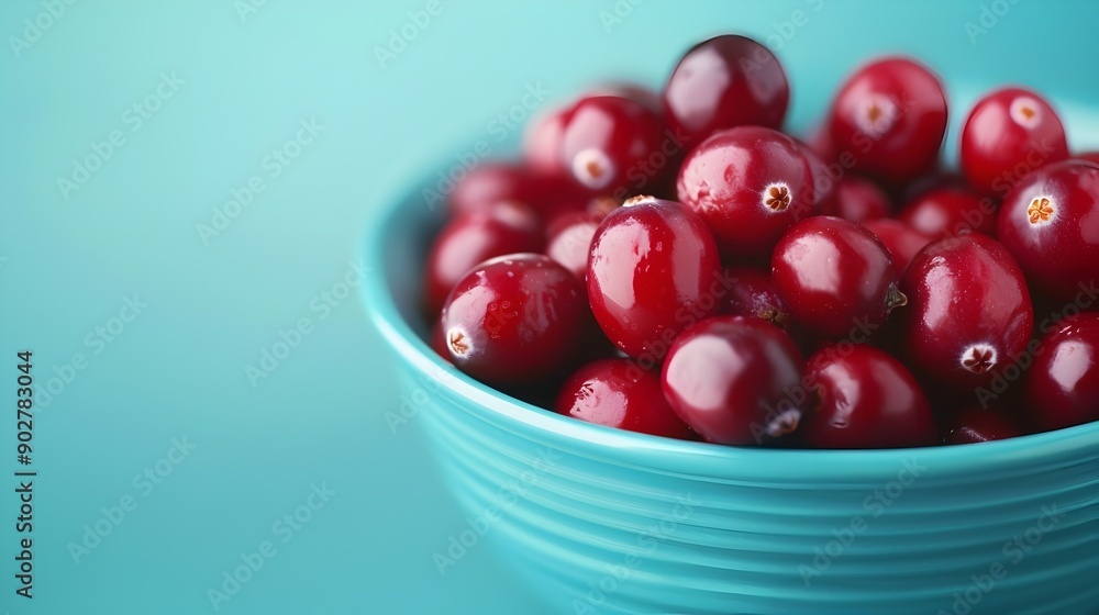 Vibrant Red Cranberries in a Bowl,Healthy Superfood Closeup Vibrant Red Cranberries in a Bowl,Healthy Superfood Closeup