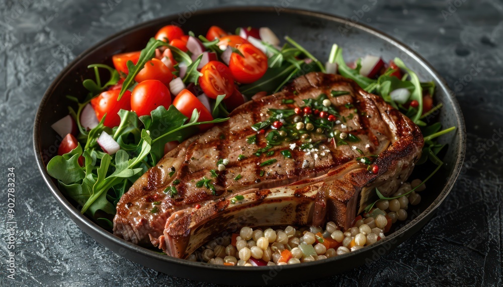 Delicious T-bone Steak with a Healthy Grain Bowl Balanced Nutrition for a Diet-Conscious Meal This Recipe Features a Grilled T-bone Steak Served Alongside a Colorful Grain Bowl Filled with Fresh Delicious T-bone Steak with a Healthy Grain Bowl Balanced Nutrition for a Diet-Conscious Meal This Recipe Features a Grilled T-bone Steak Served Alongside a Colorful Grain Bowl Filled with Fresh