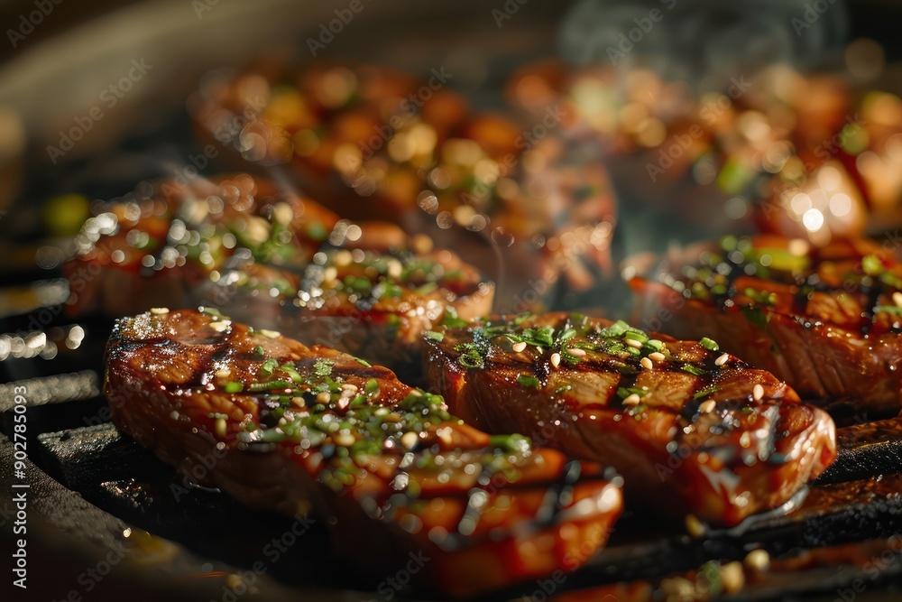 Sizzling Ribeye Steak on the Grill, Perfectly Grilled with a Smoky Crust and Tender Interior, a BBQ Experience You'll Never Forget Sizzling Ribeye Steak on the Grill, Perfectly Grilled with a Smoky Crust and Tender Interior, a BBQ Experience You'll Never Forget