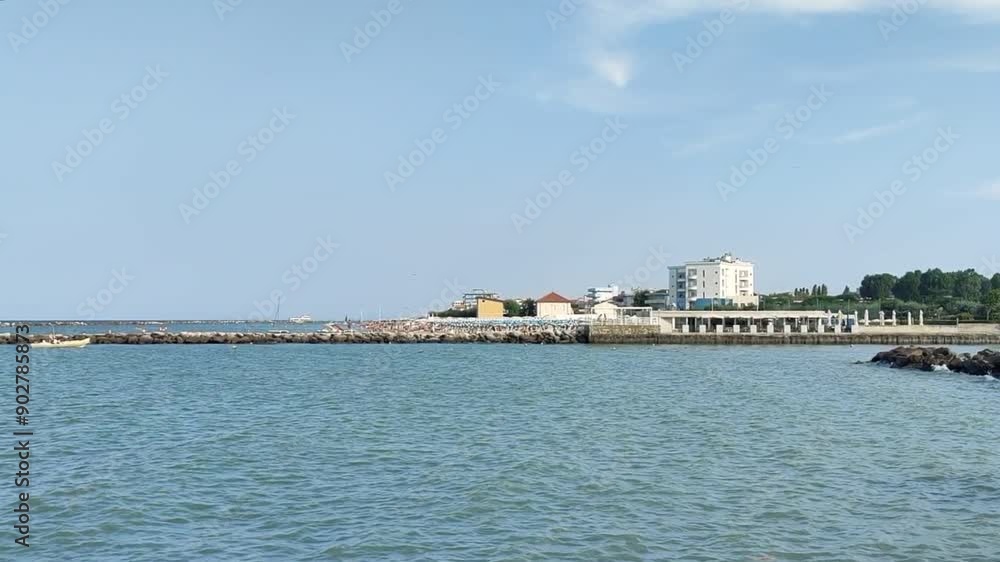 Gatteo Mare rocks of the seafront Forli Cesena in Italy. High quality 4k footage