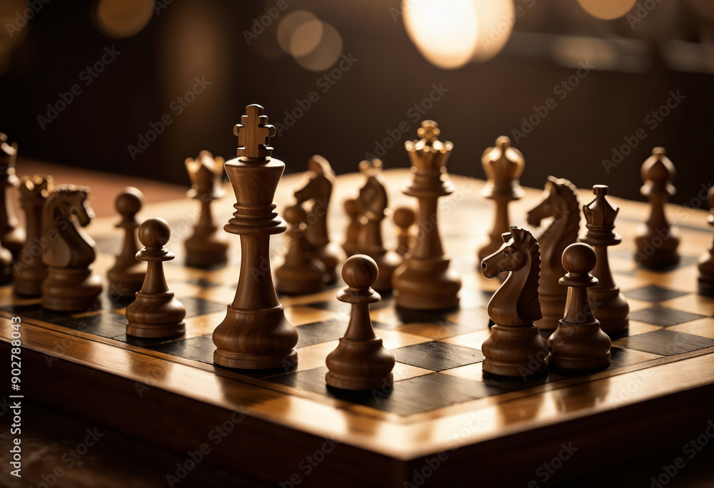 Chess board with pieces in move Chess board with pieces in move