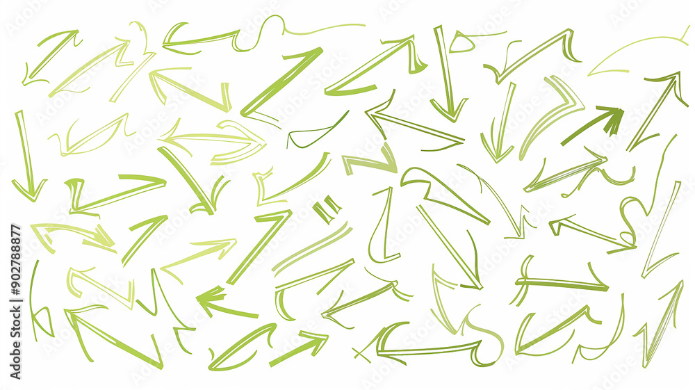 A collection of different green arrow guides on a white background A collection of different green arrow guides on a white background